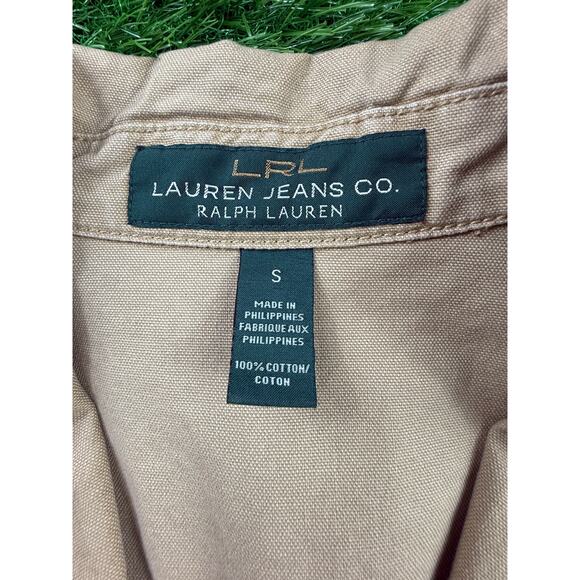 LRL Lauren Jeans Co Safari Field Blazer Jacket Womens Sz S Khaki 100% Cotton Tan - Picture 4 of 11